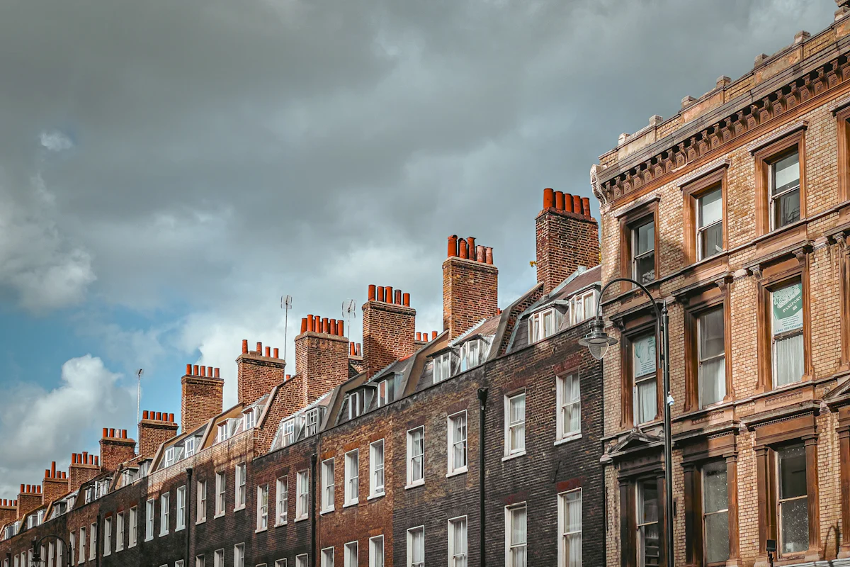A row of brick terraced houses